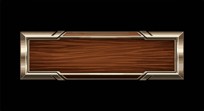 Detailed wooden frame with metallic accents, isolated on black