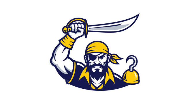 Fierce Pirate with Cutlass and Hook Hand, Eye Patch