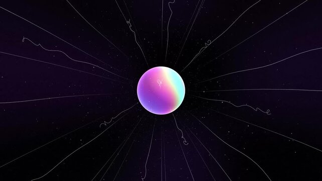 Active core animation with energy jets and purple grainy radiation