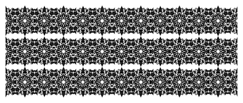 Decorative geometric floral border with star shaped mandala ornaments for classic borders and frames