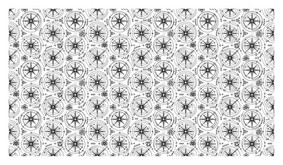 Geometric star pattern with circular sun symbols in minimal line art style © Anna