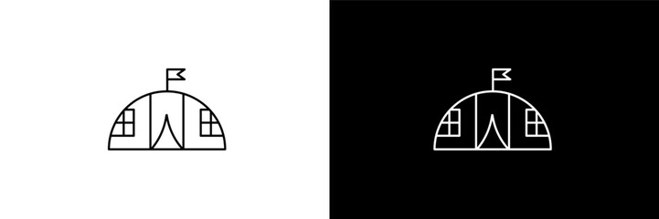 militar tent outline icons in army and milatry category. White and Black style linear militar tent icon © Design_Farm