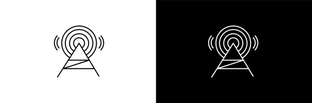 militar radar outline icons in army and milatry category. White and Black style linear militar radar icon