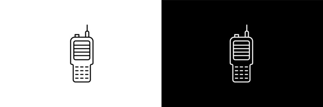 militar radio outline icons in army and milatry category. White and Black style linear militar radio icon