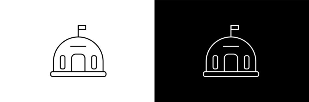 bunker outline icons in army and milatry category. White and Black style linear bunker icon