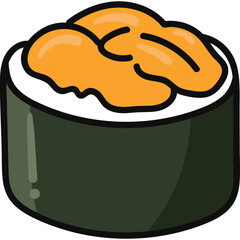 Cute Uni Sea Urchin Sushi Roll Icon © Gisella