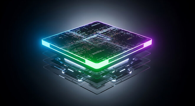 illuminated microchip with circuitry futuristic technology concept high quality professional detailed