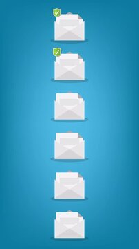 Email Security and Spam Filtering System with Warning Alerts and Protection Shields Animation