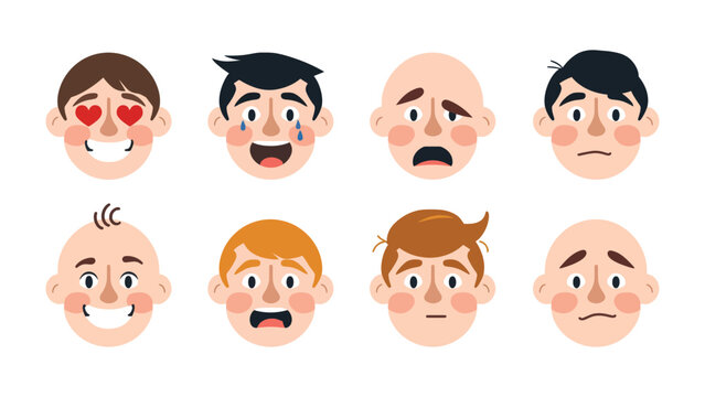 Diverse Emotions: A collection of expressive faces, each displaying a unique state of mind, capturing the breadth of human feeling.