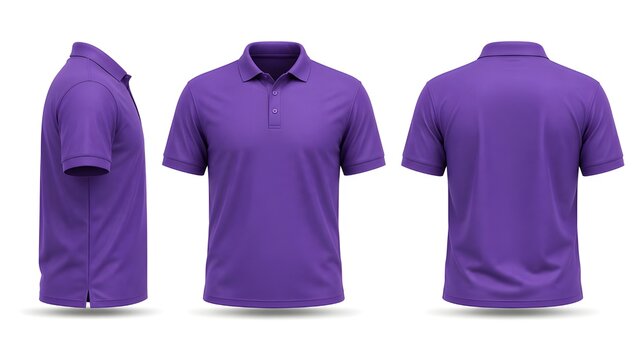 Royal Identity: Realistic Purple Men's Polo Shirt Mockup with Multi-Angle Views