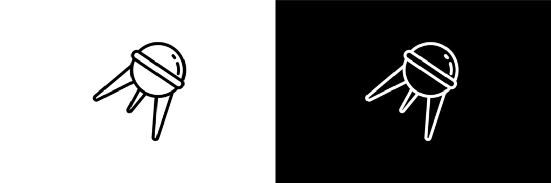 sputnik outline icons in astronomy category. White and Black style linear sputnik icon