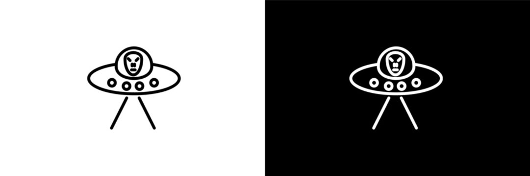 alien with aqualung outline icons in astronomy category. White and Black style linear alien with aqualung icon