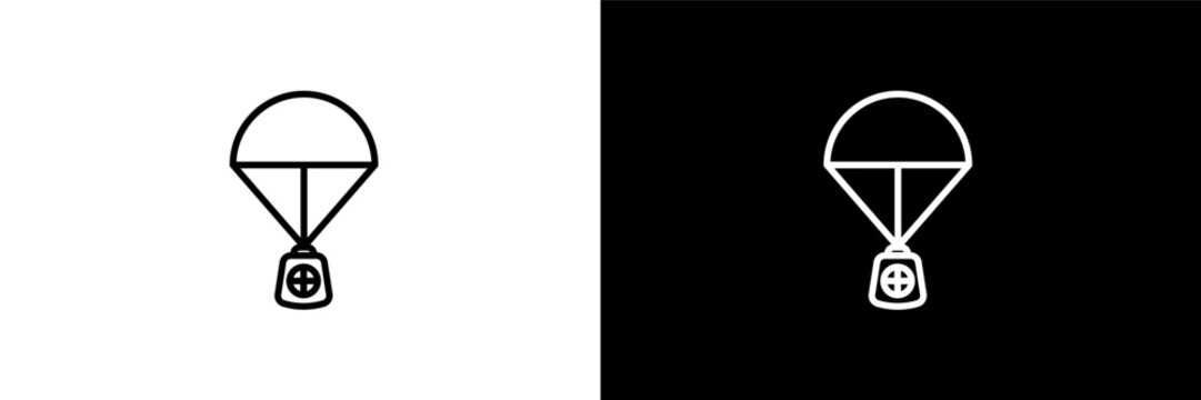 capsule parachute outline icons in astronomy category. White and Black style linear capsule parachute icon