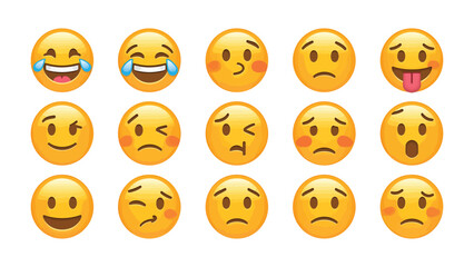 Fototapeta premium Emoji Expression of Feelings: A delightful display of emoji faces expressing a diverse range of emotions. Each emoji conveys a unique mood.