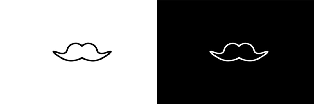 big moustache outline icons in beauty category. White and Black style linear big moustache icon