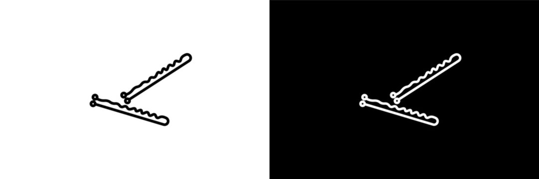 bobby pins outline icons in beauty category. White and Black style linear bobby pins icon