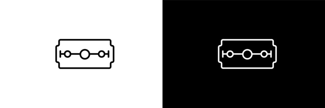 big razor blade outline icons in beauty category. White and Black style linear big razor blade icon