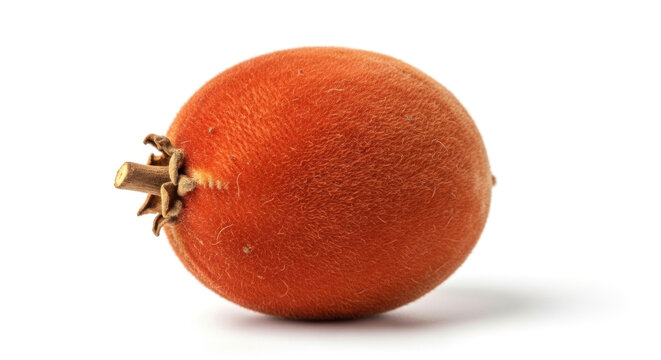 Vibrant, Fuzzy Orange Fruit with A Textured Surface, Showcasing Its Unique Shape and Details Against A Plain  Concept Delicious Food