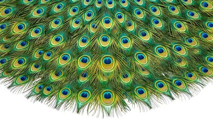 Obraz premium Vibrant peacock feathers with eye pattern in close-up view