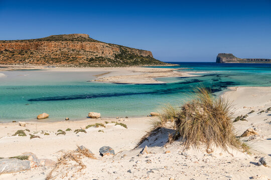 Balos Lagoon and Gramvousa Island in Crete, Greece