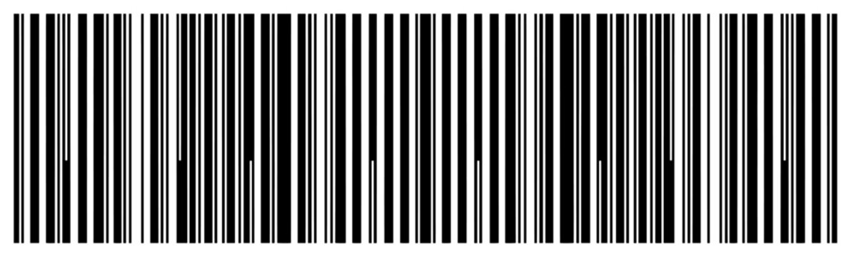 Vertical barcode stripes with irregular line widths in monochrome style