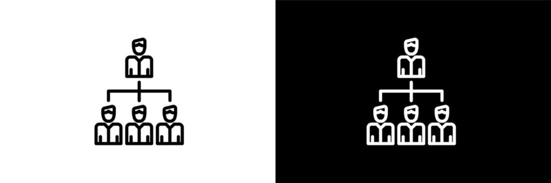 hierarchy structure outline icons in business category. White and Black style linear hierarchy structure icon