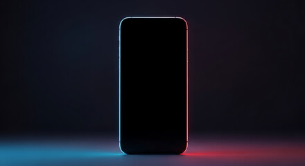 Fototapeta na wymiar smartphone with glowing edges on dark surface high quality professional detailed