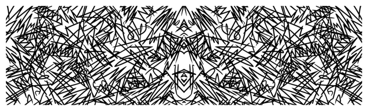 Abstract scribble pattern with messy tangled lines in chaotic monochrome style