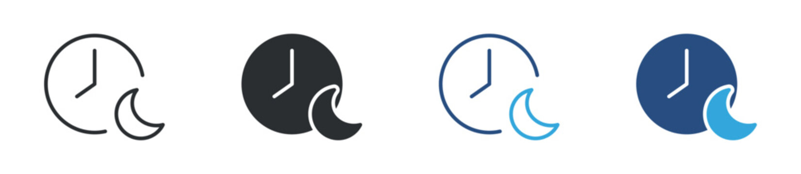 Sleeping time icon set. person with clock symbol. bedtime and rest schedule concept. vector illustration.