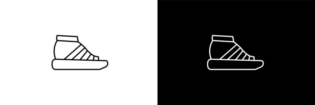 gladiator sandal outline icons in clothes category. White and Black style linear gladiator sandal icon