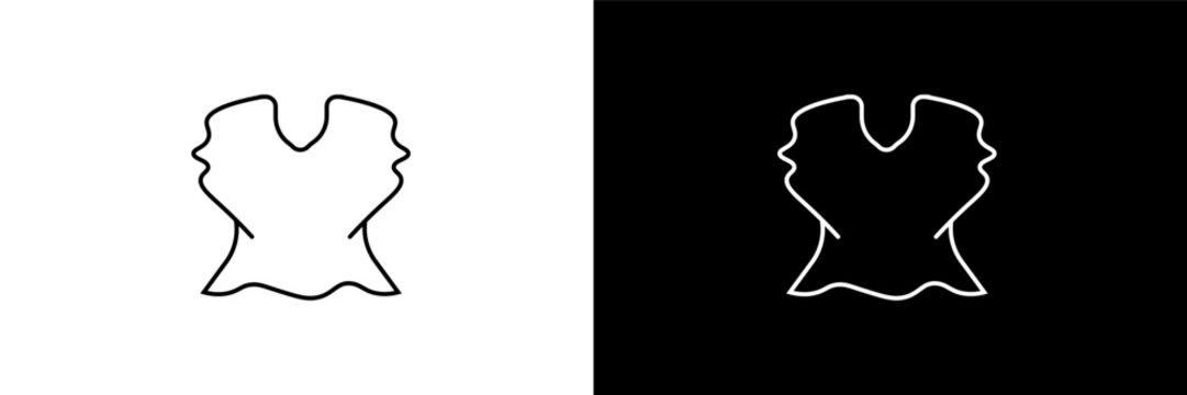peplum top outline icons in clothes category. White and Black style linear peplum top icon