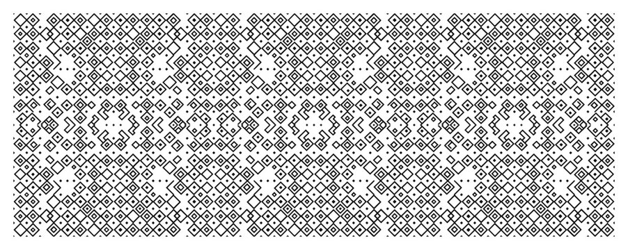 Geometric diamond pattern with ethnic ornamental squares and dots in vector style