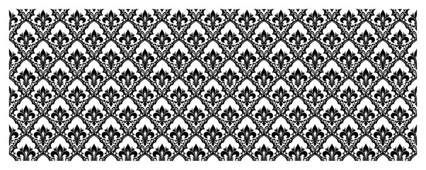 Fleur de lis border strip with elegant damask motifs in decorative victorian style © Anna
