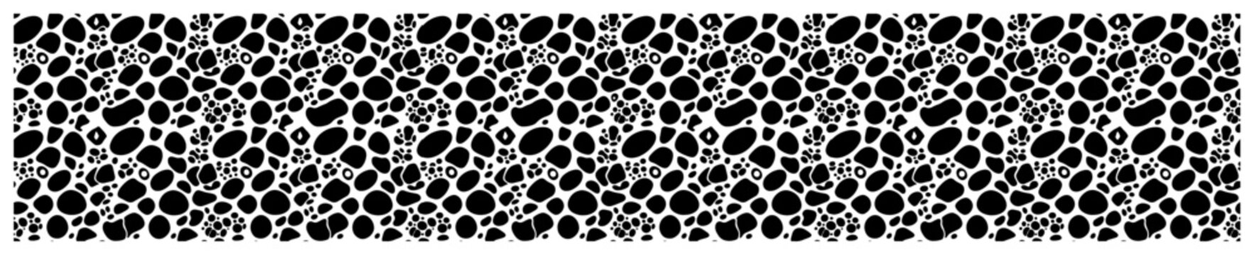 Horizontal decorative border with organic pebble shapes in stone style
