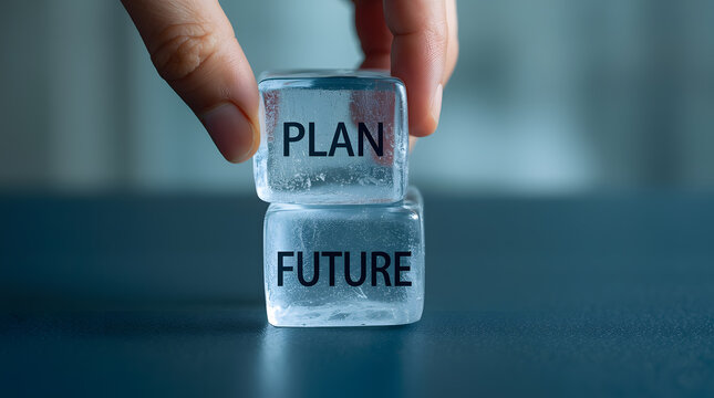 Person stacking ice cubes plan future strategy business concept goal