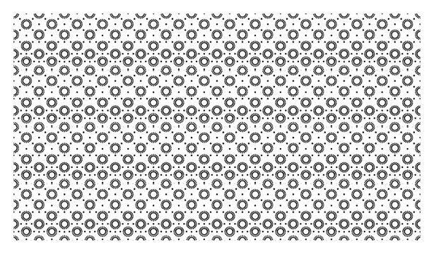 Circular sunburst motifs and decorative dots in repeating geometric pattern