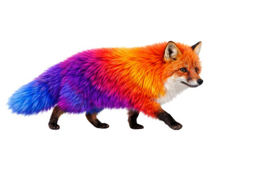 Fototapeta premium A fox that looks great with its colorful fur. White background. White background. Isolated image. It was created using artificial intelligence.
