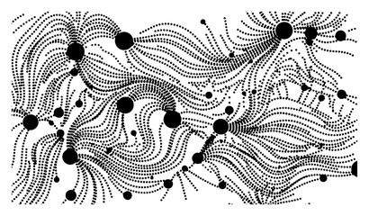 Fototapeta premium Abstract network of flowing dotted lines and solid circles in organic style