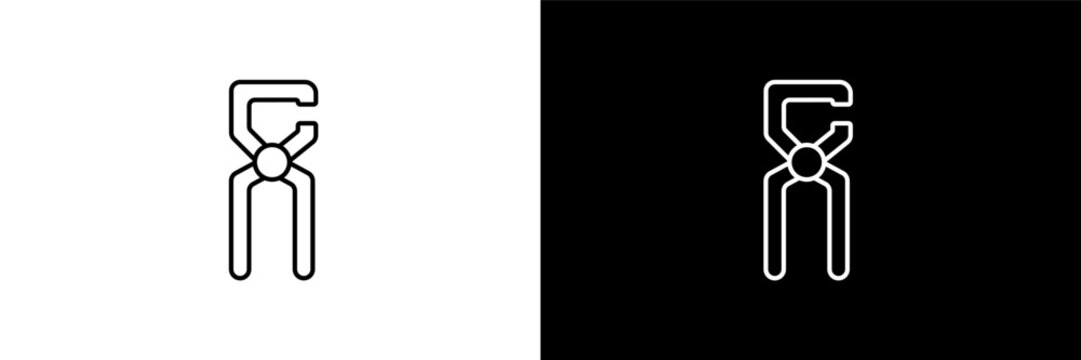 big clippers  outline icons in construction category. White and Black style linear big clippers  icon