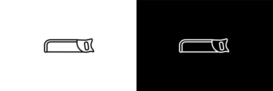 hacksaw  outline icons in construction category. White and Black style linear hacksaw  icon