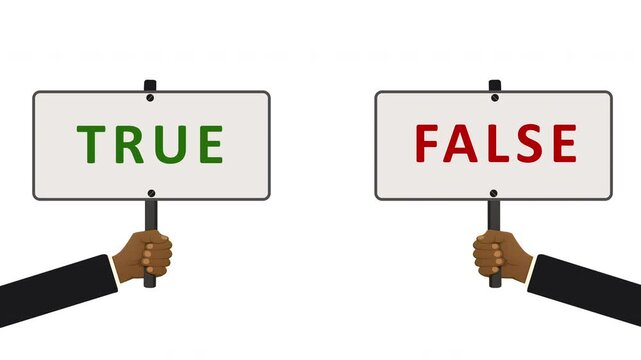 Hands Holding True and False Signs Animation &ndash; Truth vs False hood Concept