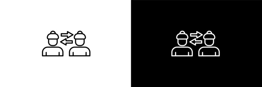 peer to peer  outline icons in cryptocurrency category. White and Black style linear peer to peer  icon