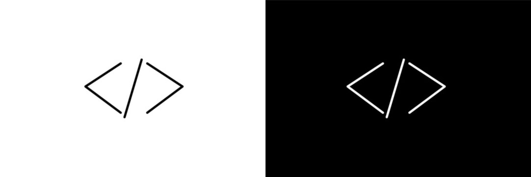 programming  outline icons in cryptocurrency category. White and Black style linear programming  icon