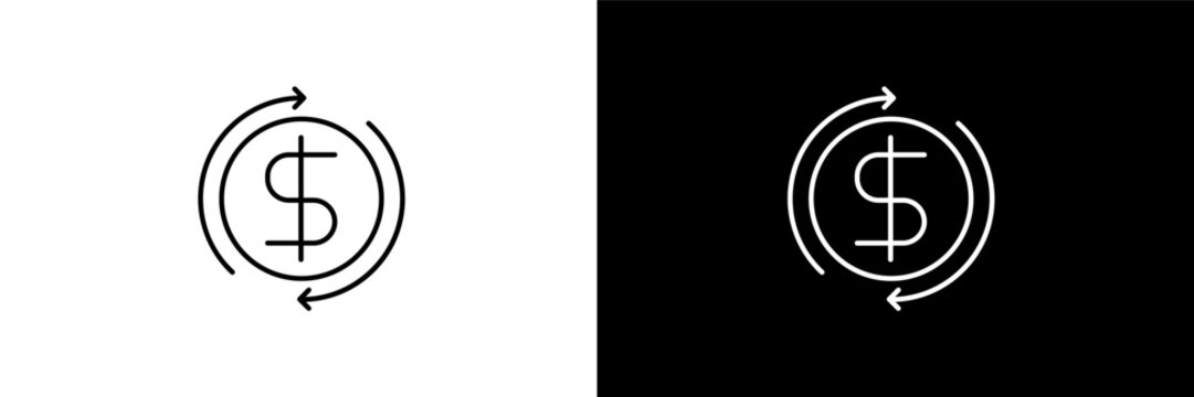 money flow  outline icons in cryptocurrency category. White and Black style linear money flow  icon