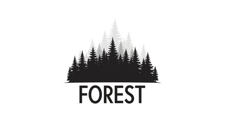 Obraz premium Black Forest Trees Silhouette Logo.