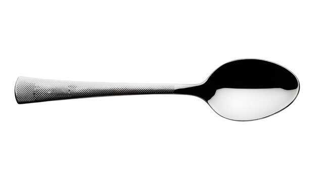 Polished Silver Spoon with Textured Handle and Reflective Bowl
