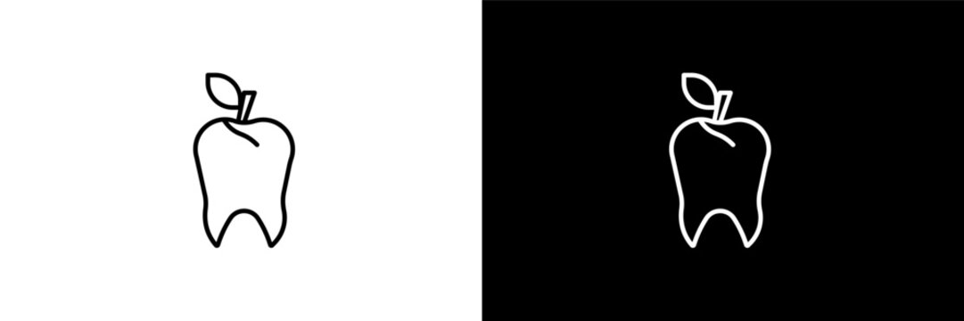 dentist apple outline icons in dentist category. White and Black style linear dentist apple icon