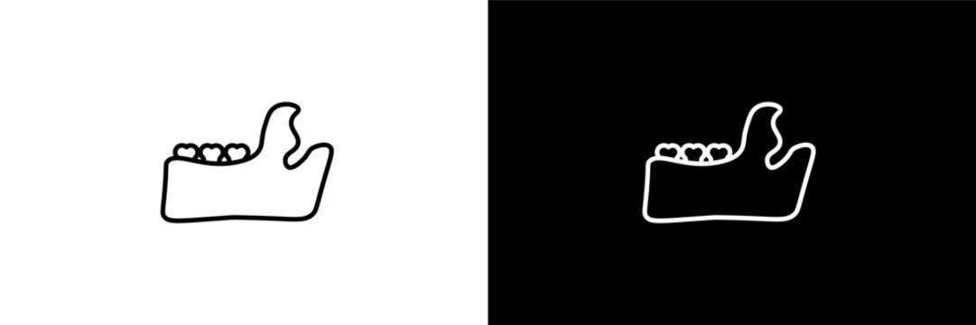 maxilla outline icons in dentist category. White and Black style linear maxilla icon