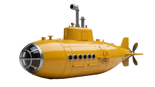 Bright Yellow Submarine with Round Porthole and Metal Propeller