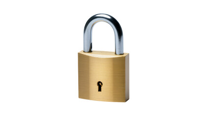 Fototapeta premium Brass Padlock with Steel Shackle and Keyhole